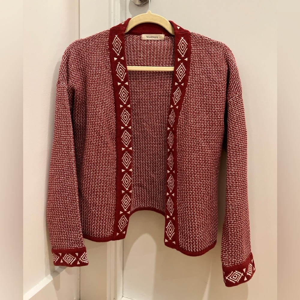 100% Organic Cotton Woolovers Womens Open Embroidered Placket Cardigan Size: S